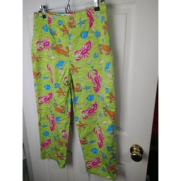 Eric Casual Seascape Loud Colored Flat Capri Cropped Pants. Size 10 - Picture 2 of 12